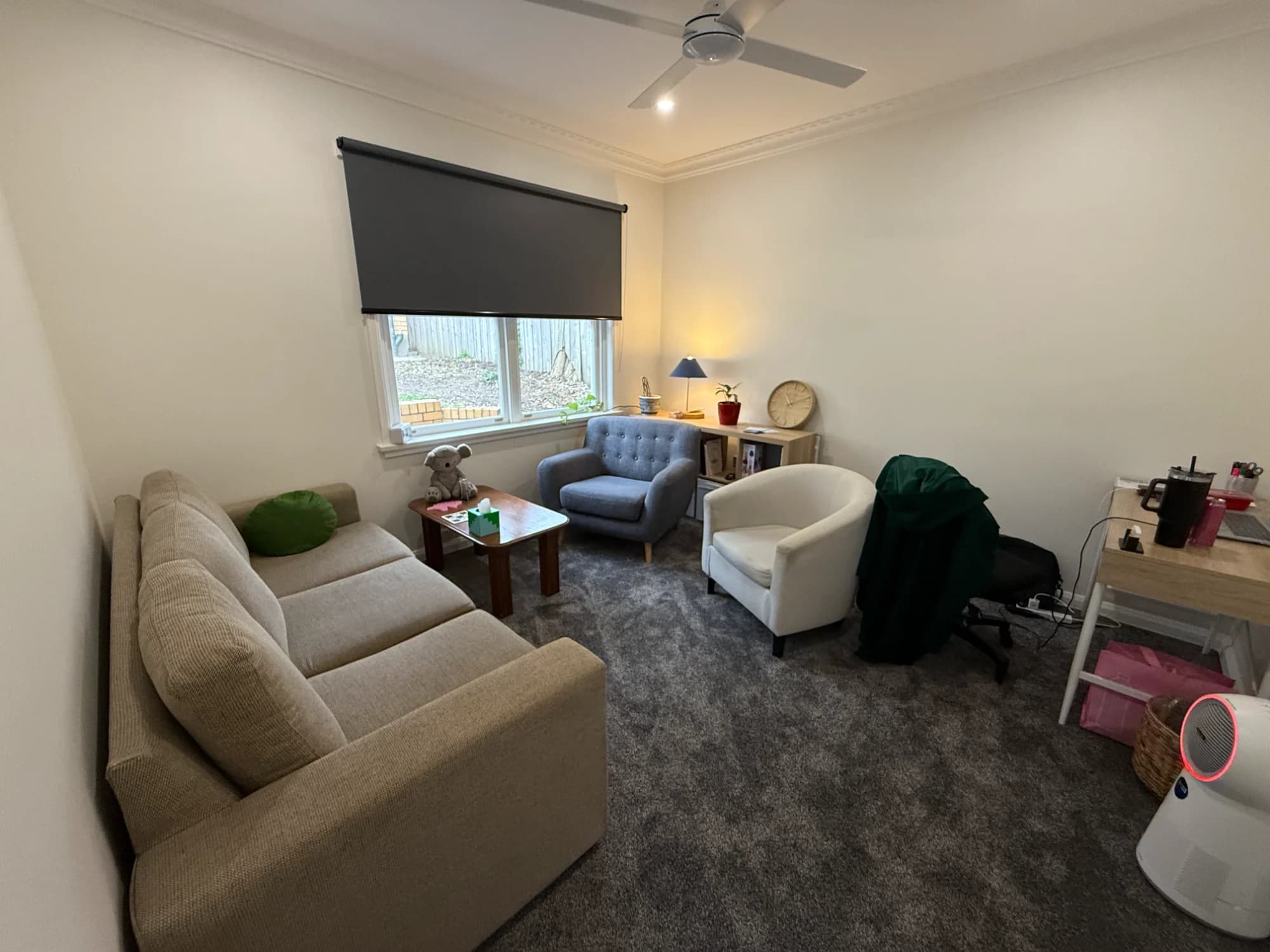 Cosy therapy room at Bloom Well-being